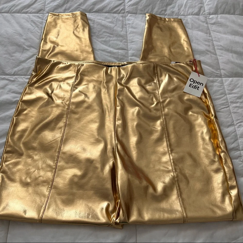 Open Edit Gold Lamé Leggings - Picture 4 of 6